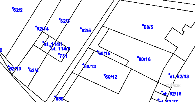 Parcela st. 60/15 v KÚ Újezd nad Rokytnou, Katastrální mapa