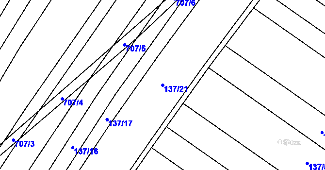 Parcela st. 137/21 v KÚ Újezd nad Rokytnou, Katastrální mapa
