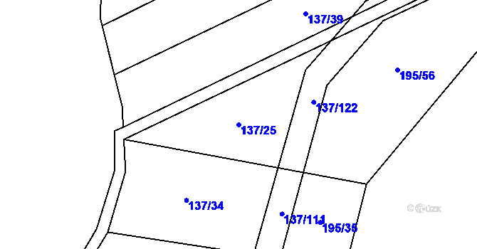 Parcela st. 137/25 v KÚ Újezd nad Rokytnou, Katastrální mapa