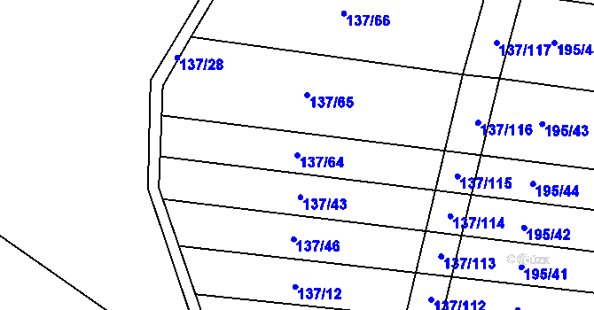 Parcela st. 137/64 v KÚ Újezd nad Rokytnou, Katastrální mapa