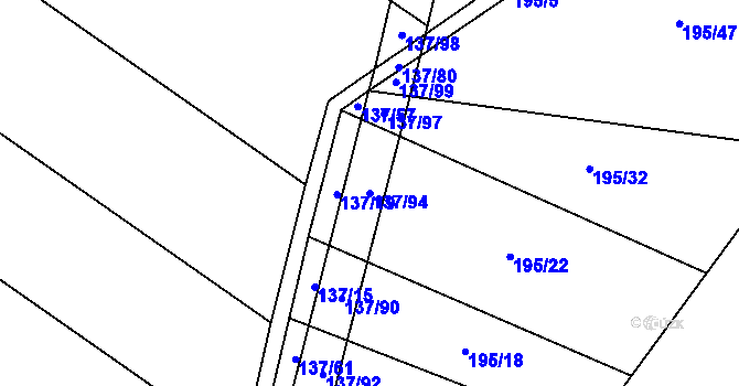 Parcela st. 137/94 v KÚ Újezd nad Rokytnou, Katastrální mapa