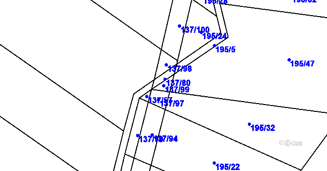 Parcela st. 137/99 v KÚ Újezd nad Rokytnou, Katastrální mapa
