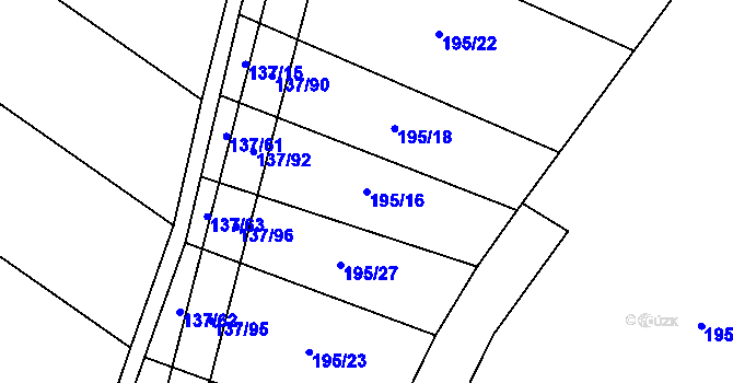 Parcela st. 195/16 v KÚ Újezd nad Rokytnou, Katastrální mapa