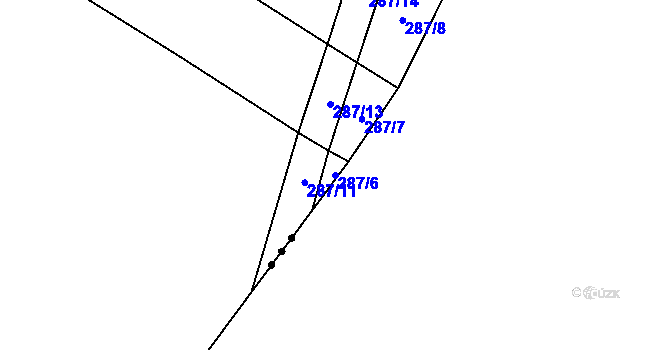 Parcela st. 287/6 v KÚ Újezd nad Rokytnou, Katastrální mapa