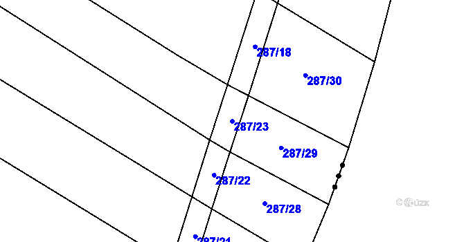 Parcela st. 287/23 v KÚ Újezd nad Rokytnou, Katastrální mapa