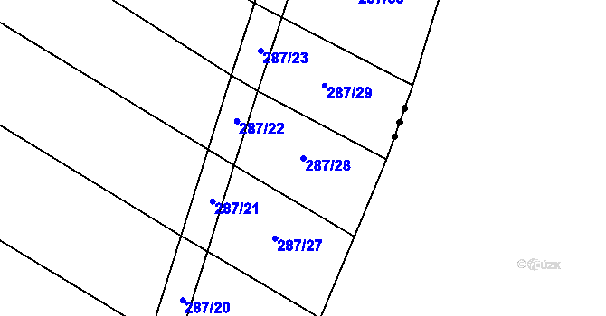 Parcela st. 287/28 v KÚ Újezd nad Rokytnou, Katastrální mapa