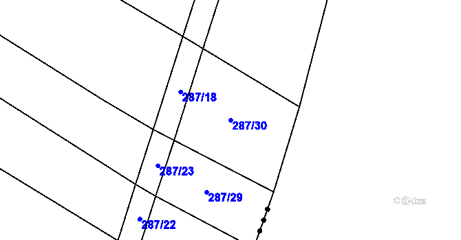 Parcela st. 287/30 v KÚ Újezd nad Rokytnou, Katastrální mapa