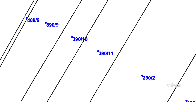Parcela st. 390/11 v KÚ Újezd nad Rokytnou, Katastrální mapa