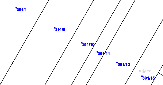 Parcela st. 391/10 v KÚ Újezd nad Rokytnou, Katastrální mapa