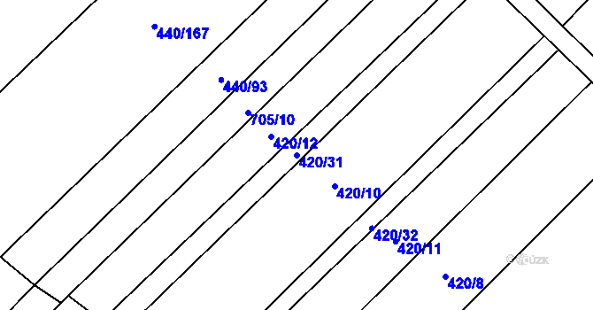 Parcela st. 420/31 v KÚ Újezd nad Rokytnou, Katastrální mapa