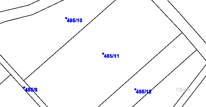 Parcela st. 485/11 v KÚ Újezd nad Rokytnou, Katastrální mapa