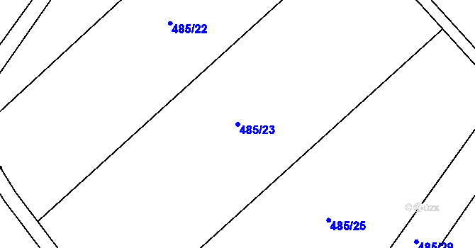 Parcela st. 485/23 v KÚ Újezd nad Rokytnou, Katastrální mapa