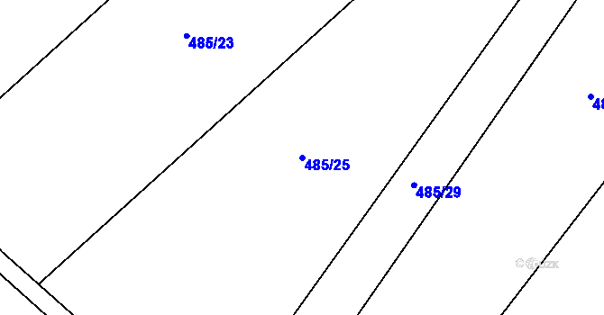 Parcela st. 485/25 v KÚ Újezd nad Rokytnou, Katastrální mapa