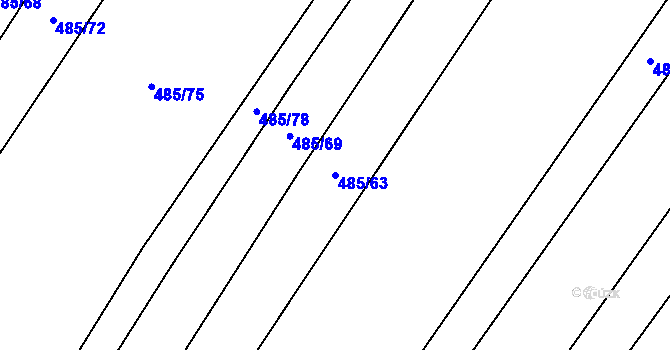 Parcela st. 485/63 v KÚ Újezd nad Rokytnou, Katastrální mapa
