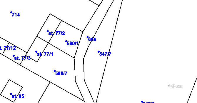 Parcela st. 547/7 v KÚ Újezd nad Rokytnou, Katastrální mapa