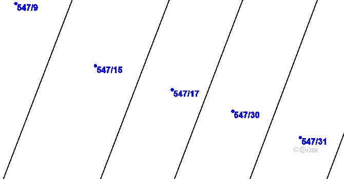 Parcela st. 547/17 v KÚ Újezd nad Rokytnou, Katastrální mapa