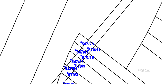 Parcela st. 547/28 v KÚ Újezd nad Rokytnou, Katastrální mapa