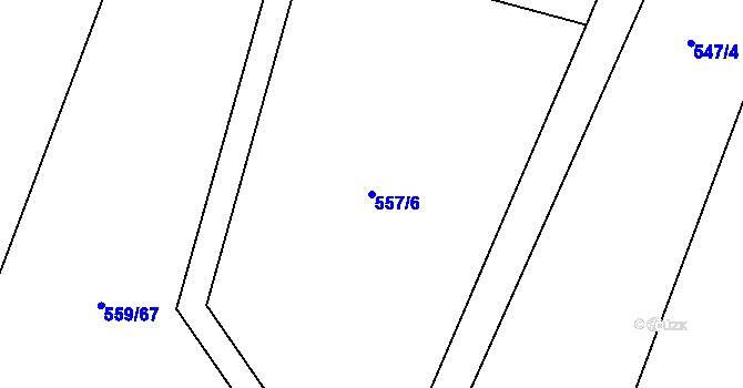 Parcela st. 557/6 v KÚ Újezd nad Rokytnou, Katastrální mapa