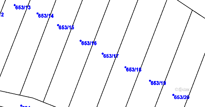 Parcela st. 653/17 v KÚ Újezd nad Rokytnou, Katastrální mapa
