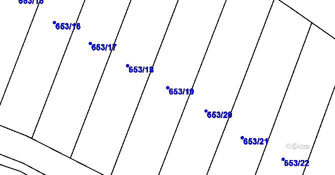 Parcela st. 653/19 v KÚ Újezd nad Rokytnou, Katastrální mapa