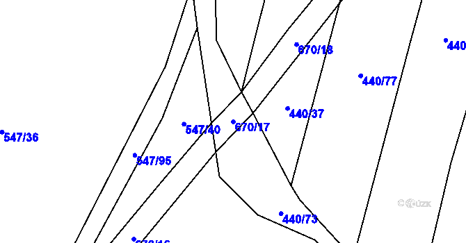 Parcela st. 670/17 v KÚ Újezd nad Rokytnou, Katastrální mapa
