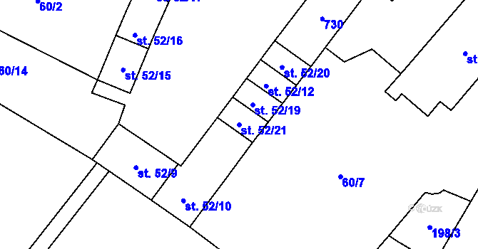 Parcela st. 52/21 v KÚ Újezd nad Rokytnou, Katastrální mapa