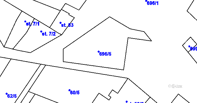 Parcela st. 696/5 v KÚ Újezd nad Rokytnou, Katastrální mapa