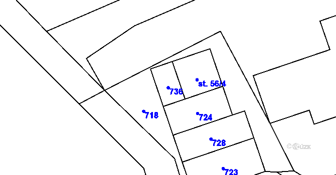 Parcela st. 736 v KÚ Újezd nad Rokytnou, Katastrální mapa