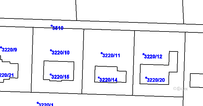 Parcela st. 3220/11 v KÚ Újezd u Žďáru nad Sázavou, Katastrální mapa