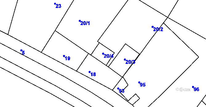 Parcela st. 20/4 v KÚ Újezd u Žďáru nad Sázavou, Katastrální mapa