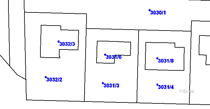 Parcela st. 3031/6 v KÚ Újezd u Žďáru nad Sázavou, Katastrální mapa