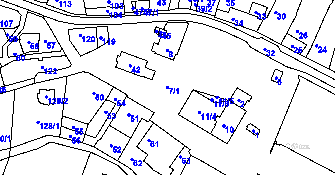 Parcela st. 7/1 v KÚ Újezd u Žďáru nad Sázavou, Katastrální mapa