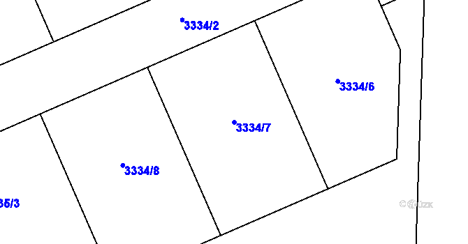 Parcela st. 3334/7 v KÚ Újezd u Žďáru nad Sázavou, Katastrální mapa