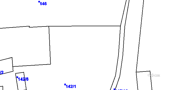 Parcela st. 142/2 v KÚ Újezd u Uničova, Katastrální mapa