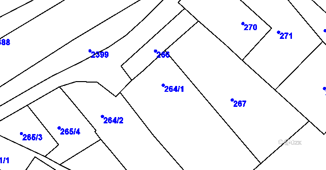 Parcela st. 264/1 v KÚ Újezd u Uničova, Katastrální mapa