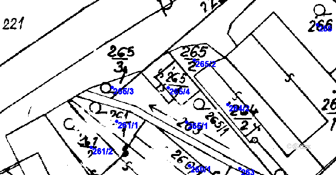 Parcela st. 265/4 v KÚ Újezd u Uničova, Katastrální mapa