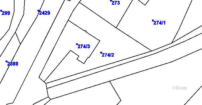 Parcela st. 274/2 v KÚ Újezd u Uničova, Katastrální mapa