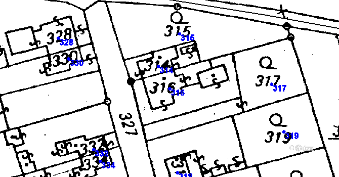 Parcela st. 316 v KÚ Újezd u Uničova, Katastrální mapa