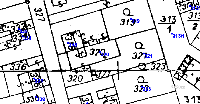 Parcela st. 320 v KÚ Újezd u Uničova, Katastrální mapa