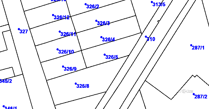 Parcela st. 326/5 v KÚ Újezd u Uničova, Katastrální mapa