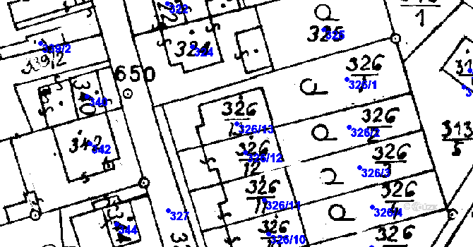 Parcela st. 326/13 v KÚ Újezd u Uničova, Katastrální mapa