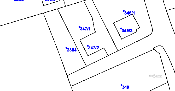 Parcela st. 347/2 v KÚ Újezd u Uničova, Katastrální mapa