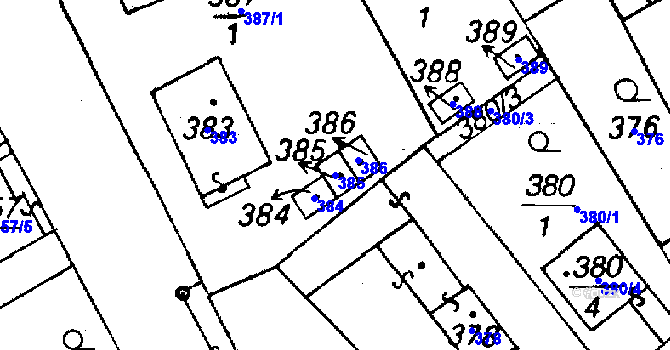 Parcela st. 385 v KÚ Újezd u Uničova, Katastrální mapa