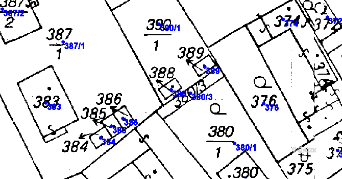 Parcela st. 388 v KÚ Újezd u Uničova, Katastrální mapa