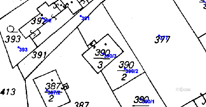 Parcela st. 390/3 v KÚ Újezd u Uničova, Katastrální mapa