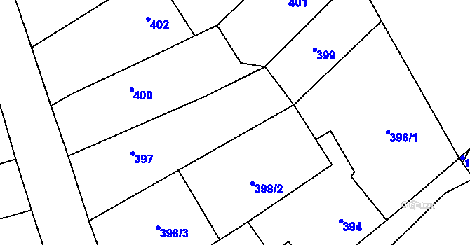 Parcela st. 398/4 v KÚ Újezd u Uničova, Katastrální mapa