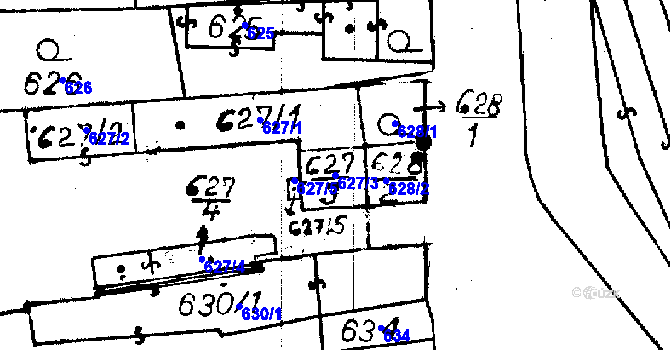 Parcela st. 627/3 v KÚ Újezd u Uničova, Katastrální mapa