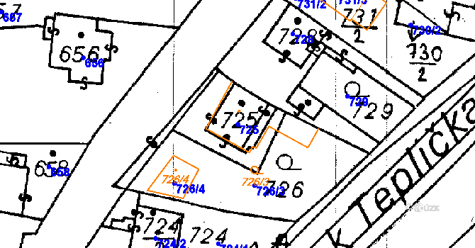 Parcela st. 725 v KÚ Újezd u Uničova, Katastrální mapa