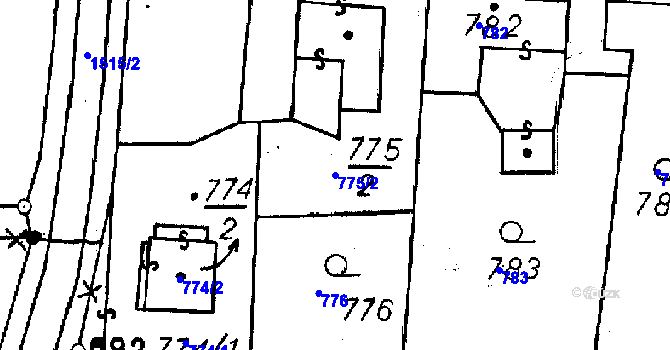 Parcela st. 775/2 v KÚ Újezd u Uničova, Katastrální mapa
