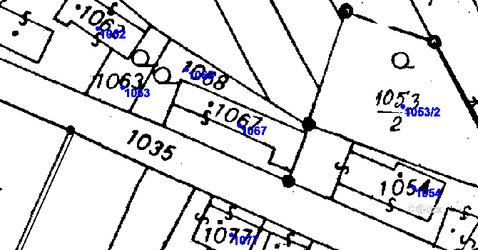 Parcela st. 1067 v KÚ Újezd u Uničova, Katastrální mapa